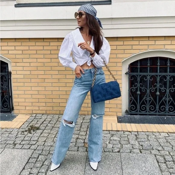 Zara Quilted Denim Handbag - Picture 11 of 13